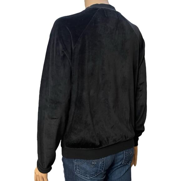 Wildfox White Label Logo Embroidered Velour Sweatshirt Small Black Gold Rare - Picture 3 of 6